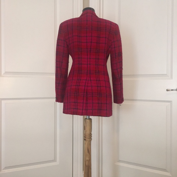 Jones New York Tweed Blazer Pink Plaid 6 - Picture 4 of 8